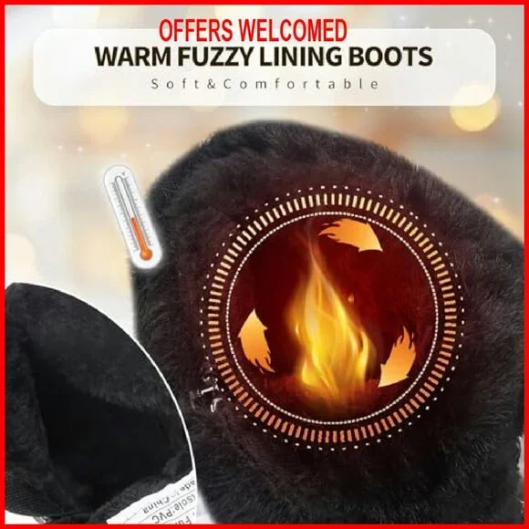Women's Winter Ankle Boots PU Leather Lace Up Zipper Warm Fuzzy Snow Boots